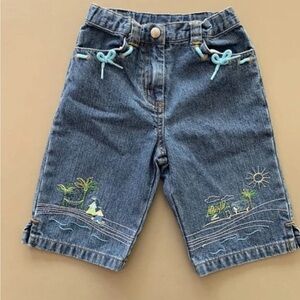 Gymboree Capri Cropped Jeans 2T Beach Denim Elastic Waist 2004 Palm Vintage